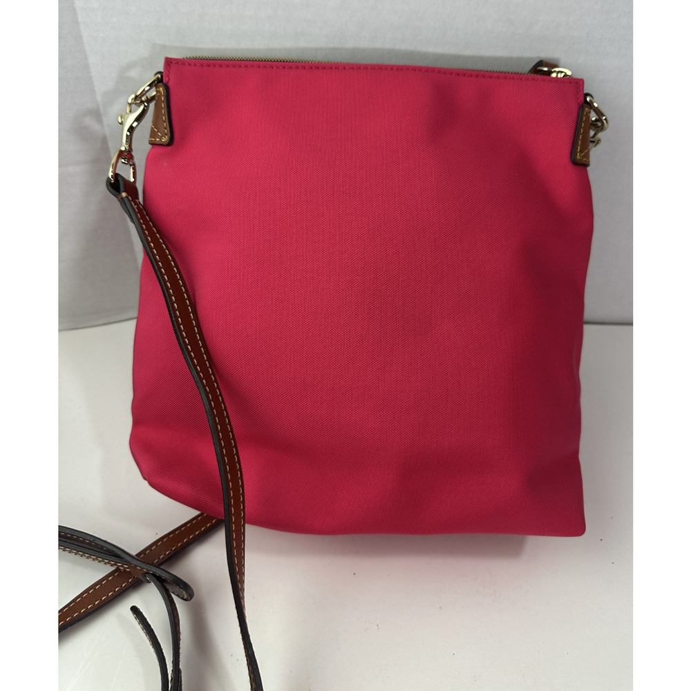 Dooney & Bourke Nylon Zip Crossbody Shoulder Bag Fuchsia Pink Leather Purse - Picture 12 of 14